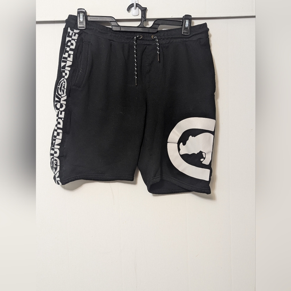 Men's Ecko Unltd Fleece Shorts Size XL Black Drawstring Pockets Athletic Casual